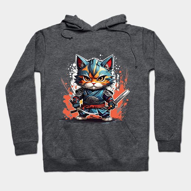 Samurai Cat Hoodie by bamboonomads